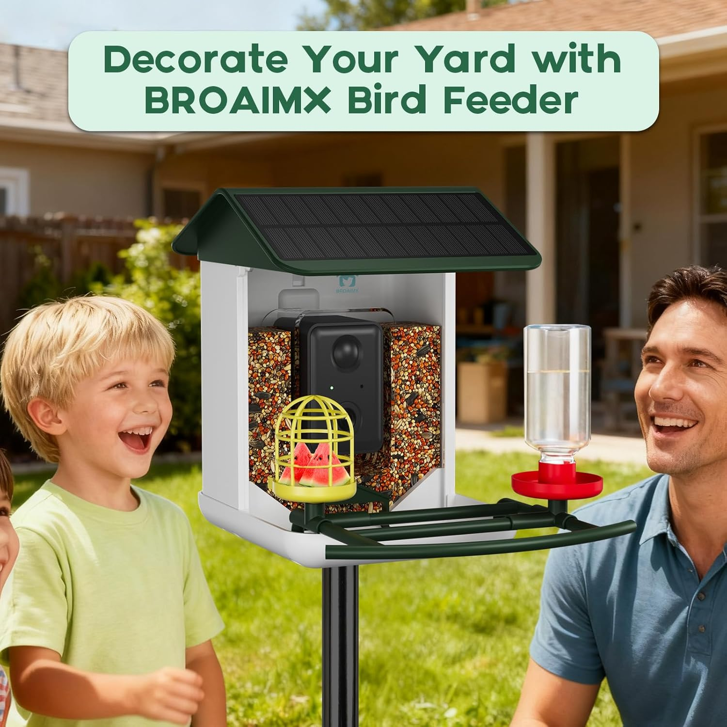 Bird Feeder with Camera-2K HD & Full Color Night Vision, Free AI Forever for 1,1000+ Species Identification, Solar Powered Wireless Outdoor, Includes 64GB TF Card, Two-Way Audio, App Alerts