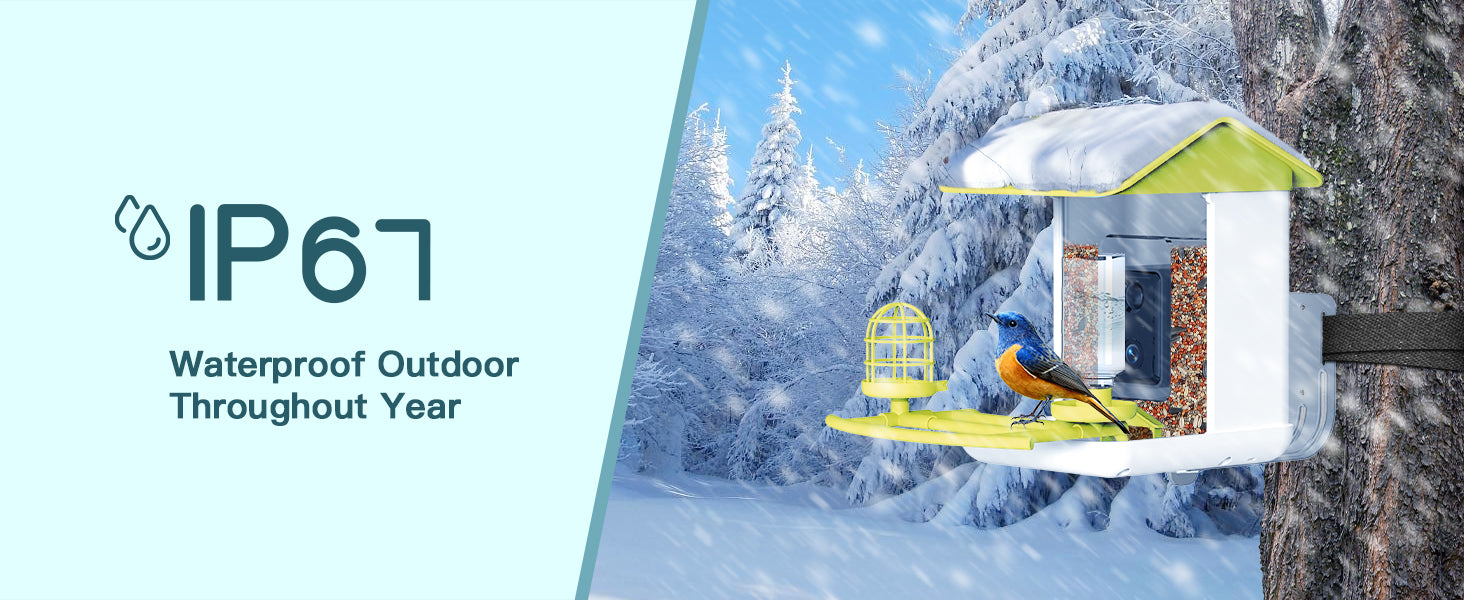 Smart Bird Feeder with Camera, Free AI Forever for 11,000+ Bird Species, 64G TF Card & 1080P HD, Solar-Powered Wireless Outdoor Bird Feeder, App Alerts & Two-Way Audio for Garden Bird Watching