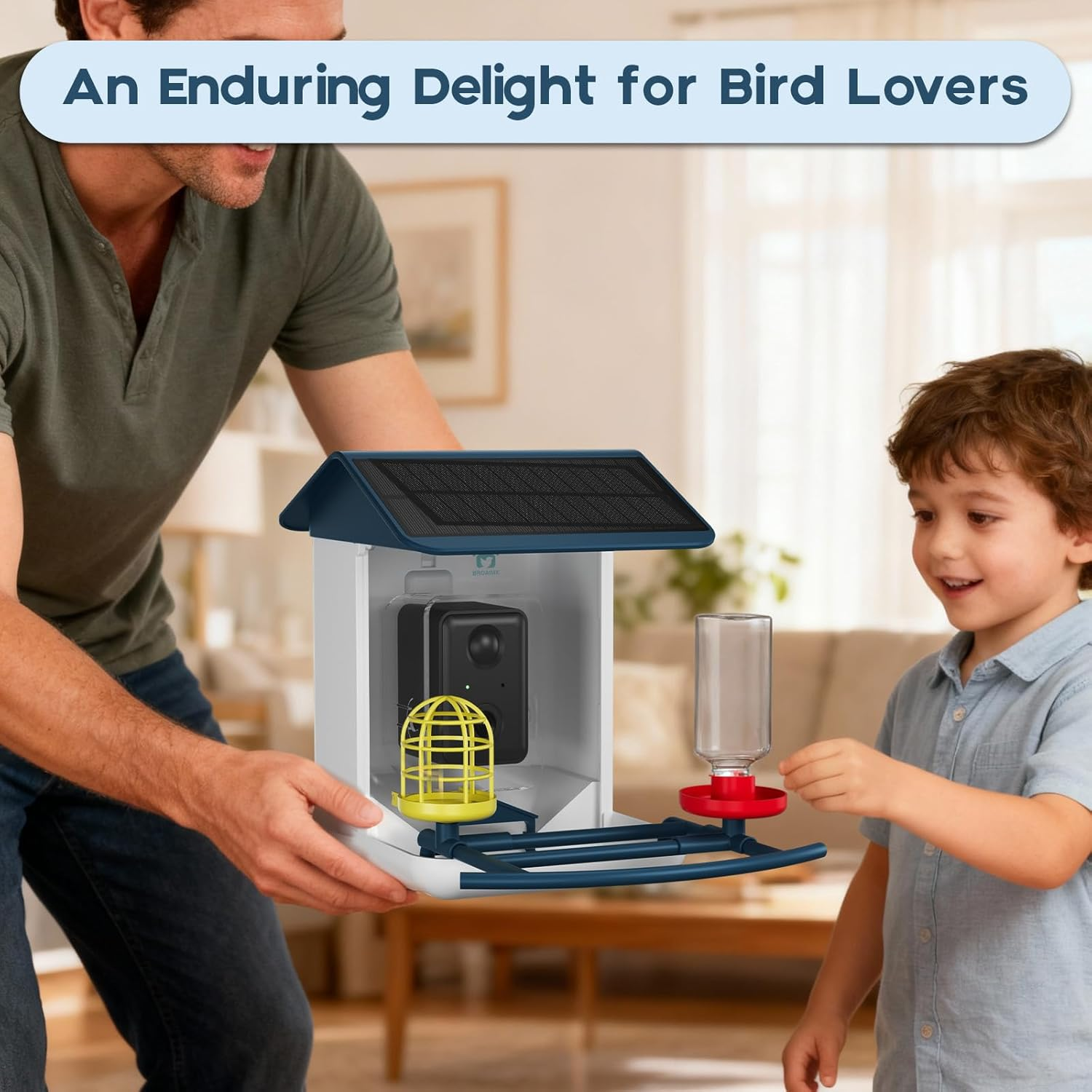 Bird Feeder with Camera-2K HD & Full Color Night Vision, Free AI Forever for 1,1000+ Species Identification, Solar Powered Wireless Outdoor, Includes 64GB TF Card, Two-Way Audio, App Alerts