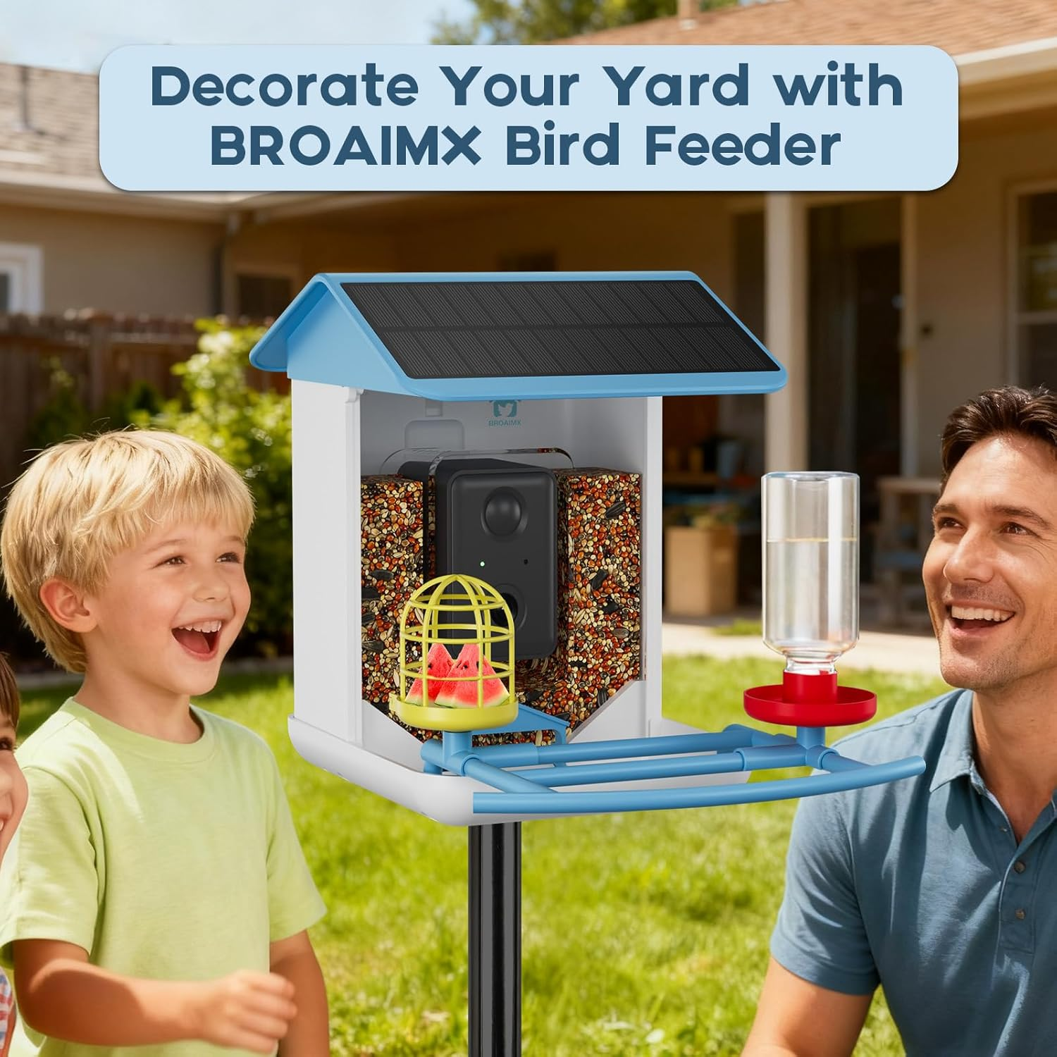 Bird Feeder with Camera-2K HD & Full Color Night Vision, Free AI Forever for 1,1000+ Species Identification, Solar Powered Wireless Outdoor, Includes 64GB TF Card, Two-Way Audio, App Alerts