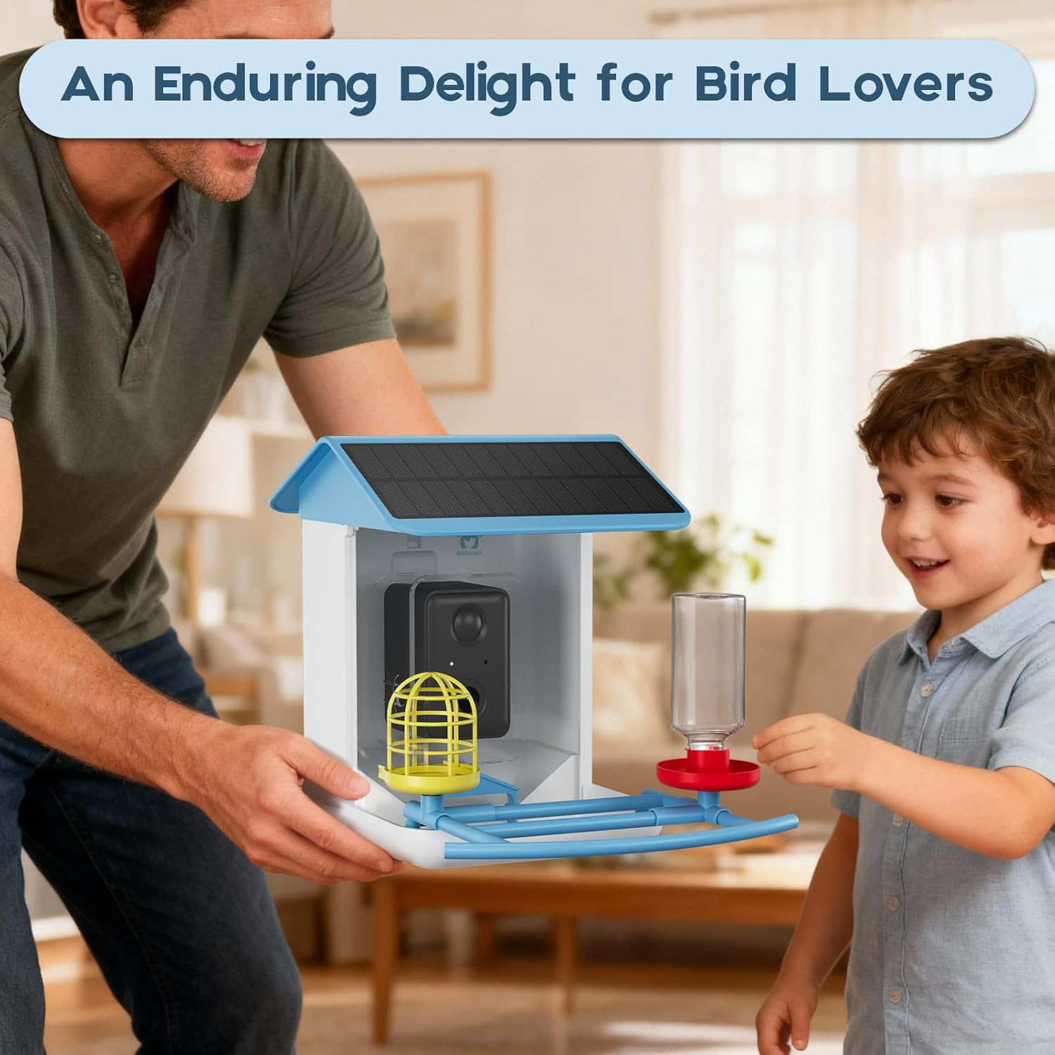 Bird Feeder with Camera-2K HD & Full Color Night Vision, Free AI Forever for 1,1000+ Species Identification, Solar Powered Wireless Outdoor, Includes 64GB TF Card, Two-Way Audio, App Alerts