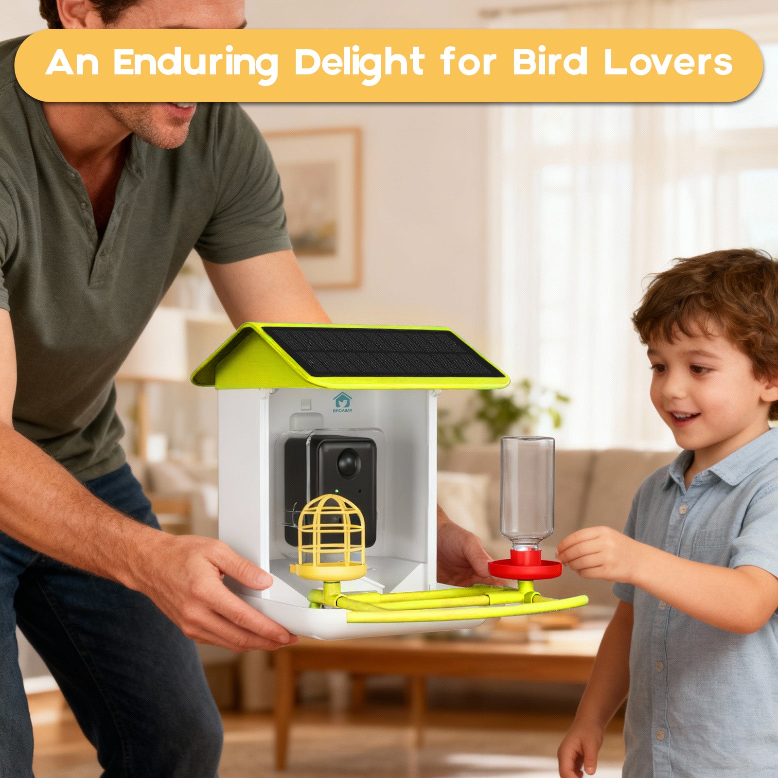 Smart Bird Feeder with Camera, Free AI Forever for 11,000+ Bird Species, 64G TF Card & 1080P HD, Solar-Powered Wireless Outdoor Bird Feeder, App Alerts & Two-Way Audio for Garden Bird Watching